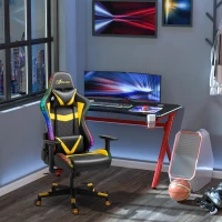 Vinsetto Racing Gaming Chair with RGB LED Lights, Adjustable Height, Gamer Office Chair, Computer Desk Chair, Black/Yellow(m-2)