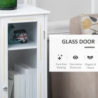 HOMCOM Floor Cabinet with Glass Door & 4 Drawers, Sideboard, Bathroom Storage Cabinet with Adjustable Shelf, for Living Room, Entryway, White(m-5)