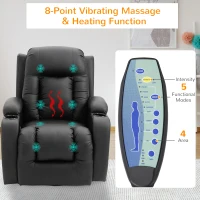 HOMCOM Heated Massage Recliner Chair with Remote Control, Dark Brown Leather Recliner(m-5)