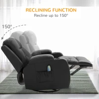 HOMCOM Heated Massage Recliner Chair with Remote Control, Dark Brown Leather Recliner(m-7)