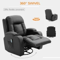 HOMCOM Heated Massage Recliner Chair with Remote Control, Dark Brown Leather Recliner(m-8)