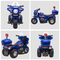 Aosom 6V Kids Motorcycle Dirt Bike Electric Battery-Powered Ride-On Toy Off-road Street Bike with Music & Horn Buttons, Stable 3-Wheel Design, & Rear Storage Space, Blue(m-8)