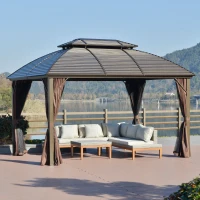 Outsunny 10' x 12' Hardtop Gazebo with Metal Roof, Aluminum Frame & Sidewalls, Outdoor Shelter for Patio and Garden(m-1)
