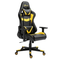 Vinsetto Racing Gaming Chair with RGB LED Lights, Adjustable Height, Gamer Office Chair, Computer Desk Chair, Black/Yellow(m-12)