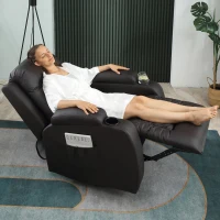 HOMCOM Heated Massage Recliner Chair with Remote Control, Dark Brown Leather Recliner(m-2)