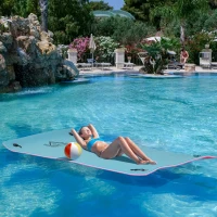 HOMCOM 10' x 5' Floating Water Mat, 3-Layer Swimming Pool Float, XPE Foam, Tear Resistant Mesh Layer, Portable Foam Raft, Durable Water Activities Mat for Lake, Ocean, Beach, Pink(m-5)