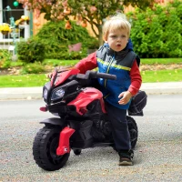 AOSOM Kids 6V Electric Pedal Motorbike Ride-On Toy, Battery Powered Motorcycle with Horn & Headlights, Training Wheels & Realistic Sounds, Red(m-2)