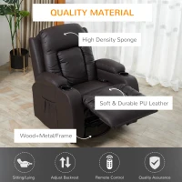HOMCOM Heated Massage Recliner Chair with Remote Control, Dark Brown Leather Recliner(m-6)