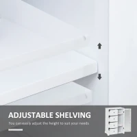 HOMCOM Floor Cabinet with Glass Door & 4 Drawers, Sideboard, Bathroom Storage Cabinet with Adjustable Shelf, for Living Room, Entryway, White(m-7)