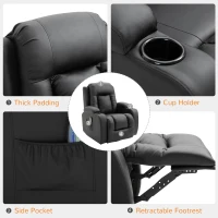 HOMCOM Heated Massage Recliner Chair with Remote Control, Dark Brown Leather Recliner(m-9)