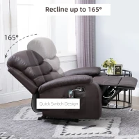 HOMCOM Manual Massage Recliner Chair Padding Single Sofa with Heat and Remote Control, 8 Massaging Points, Storage Pockets, PU Leather, - Brown(m-7)