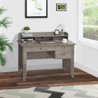 HOMCOM 47 Inches Computer Desk with Hutch, Writing Desk with Shelves and Drawers, Study Workstation for Home Office, Gray(m-9)
