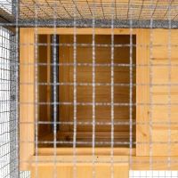 PawHut Outdoor Rabbit Cage Elevated Pet House w/ Slide-Out Tray, Natural Wood & Black(m-10)