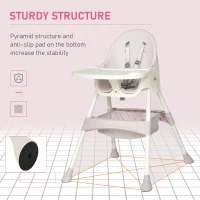 Qaba High Chair Baby Seat with Removable Food Tray for Kids 3 to 6 Months, Pink(m-7)