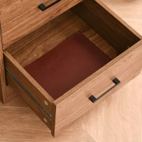 HOMCOM Compact Computer Desk with Split Open Shelves, 2 Pull Out Storage Drawers and Stable Wooden Frame, Walnut(m-9)