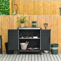 Outsunny Storage Sheds Outdoor Cabinet for Garden Tool with 8-Level Adjustable Shelves Made of Waterproof PP & Galvanized Steel for Indoor/Outdoor Use(m-7)