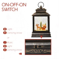 HOMCOM Christmas Snow Globe WaterLantern Music Box with Light, Ring Handle Holiday Home Novelty Decorations, Santa Bring Gift with Reindeer(m-8)