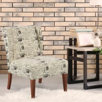 HOMCOM Upholstered Armless Accent Chair, Leisure Side Chair with Wingback, Soft Linen Fabric and Solid Wood Legs, Decorative for Bedroom, Living room, Paris(m-2)