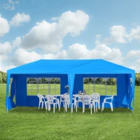 Outsunny Large 10' x 20' Gazebo Canopy Party Tent with 4 Removable Window Side Walls,Wedding, Picnic Outdoor Events - Blue(m-2)
