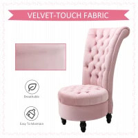 HOMCOM Retro High Back Armless Royal Accent Chair Fabric Upholstered Tufted Seat for Living Room, Dining Room and Bedroom, Pink(m-5)