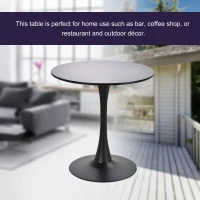HOMCOM  Modern 27.5" Round Cocktail Table with a Stable Metal Base for Living Room, Porch, and Parties, Black(m-6)