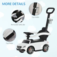 Aosom Push Cars for Toddlers Ride On & Push Car Stroller Sliding Walking Car with Underneath Storage Compartment & Working Steering Wheel, White(m-6)
