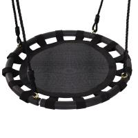 HOMCOM Hanging Tree Swing, Flying Platform Attaches to Tree or Existing Swing Set for Backyard and Heavy Duty, Black(m-10)