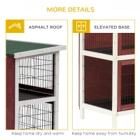 PawHut 54" 2-Story Weatherproof Stackable Elevated Wooden Rabbit Hutch with Enclosed Run and Pull-Out Trays(m-7)