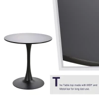 HOMCOM  Modern 27.5" Round Cocktail Table with a Stable Metal Base for Living Room, Porch, and Parties, Black(m-5)