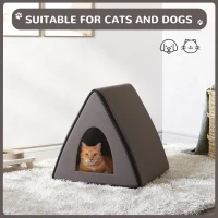 PawHut Heated Cat House A-Frame Pet Shelter with Zippered Water-resistant Roof for Indoor and Outdoor(m-4)
