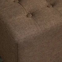 HOMCOM Tufted Ottoman Linen-Touch Fabric Upholstered Footrest Stool with Anti-Slip Pads, Brown(m-7)