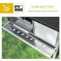 PawHut 48" Wooden Rabbit Hutch Bunny Cage Small Animal House Enclosure with Ramp, Removable Tray and Weatherproof Roof for Outdoor, Gray(m-6)