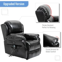 HOMCOM Power Massage Recliner Chair with Heat and Remote Control, 8 Massaging Points, PU Leather - Black(m-8)