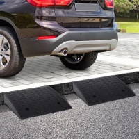 HOMCOM Rubber Curb Ramps Set, 4'' Heavy Duty Driveway Ramps with 33,000lbs Weight Capacity for Low Cars, Motorcycle, 2 Pack, 19" x 16.5" x 4"(m-2)