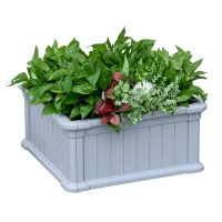 Outsunny 24'' x 24'' x 12'' Raise Garden Bed, Planter Box, Above Ground Garden for Flowers, Herb, Vegetables with Easy Assembly, Grey(m-11)