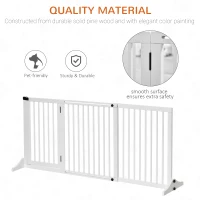 PawHut Freestanding Length Adjustable Wooden Pet Gate with Lockable Door 3 Panels, White(m-7)