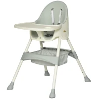 Qaba High Chair Baby Seat with Removable Food Tray for Kids 6 Months - 3 Years, Green(m-10)
