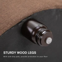 HOMCOM Round Linen-touch Fabric Storage Footstool Ottoman Button Tufted Footrest with Removable Lid, Brown(m-5)