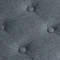 HOMCOM Tufted Ottoman Linen-Touch Fabric Upholstered Footrest Stool with Anti-Slip Pads, Grey(m-7)