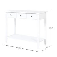 HOMCOM Console Table Industrial Desk with Drawer Bottom Shelf & Large Tabletop for Entryway or Living Room, White(m-3)