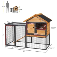 PawHut Outdoor Rabbit Cage Elevated Pet House w/ Slide-Out Tray, Natural Wood & Black(m-3)