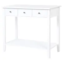 HOMCOM Console Table Industrial Desk with Drawer Bottom Shelf & Large Tabletop for Entryway or Living Room, White(m-1)