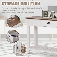 HOMCOM Console Side Entryway Table with Storage Drawer, Bottom Shelf, and Strong Sturdy Construction, White(m-4)