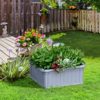 Outsunny 24'' x 24'' x 12'' Raise Garden Bed, Planter Box, Above Ground Garden for Flowers, Herb, Vegetables with Easy Assembly, Grey(m-10)