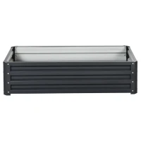 Outsunny Galvanized Raised Garden Bed, 4' x 2' x 1' Metal Planter Box, for Growing Vegetables, Flowers, Herbs, Succulents, Gray(m-11)