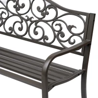 Outsunny 50" Vintage Floral Garden Cast Iron Patio Bench(m-9)