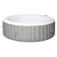 Outsunny 82'' x 26'' Portable Hot Tub 4 Person Outdoor Inflatable Round Heated Tub Spa with 130 Bubble Jets, Filter Pump, Cover, Grey(m-1)