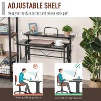 HOMCOM Writing PC Computer Desk with Height Adjustable Monitor Stand and Foot Pads for Home Office Workstation, Black(m-6)
