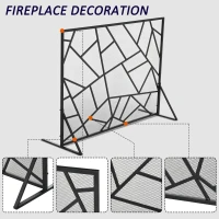 HOMCOM Single-Panel Metal Fireplace Screen Cover Stainless Steel Spark Guard Art Modern Decoration, Black(m-5)