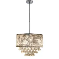 HOMCOM Modern Crystal Chandelier Light with Adjustable Hanging Pole, Ceiling-Connecting Metal Round Base, Grey(m-1)